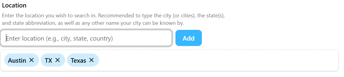 Location Input Field Location Input Field