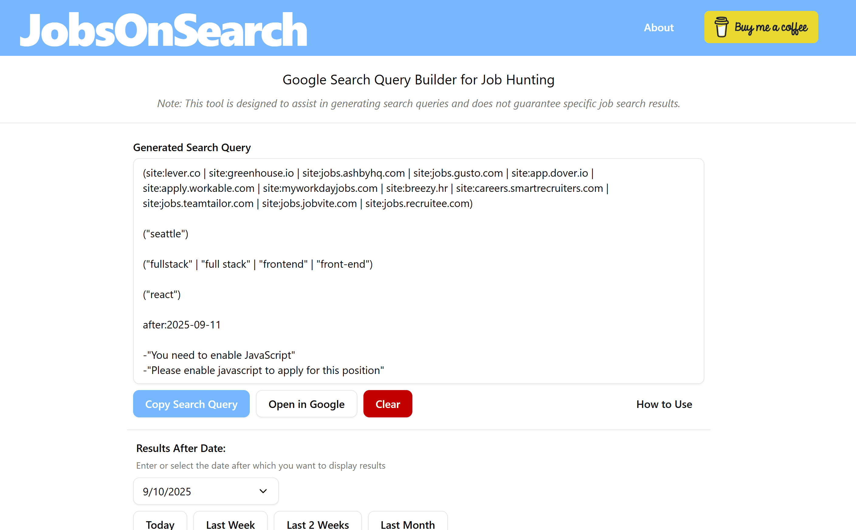 JobsOnSearch Interface JobsOnSearch interface